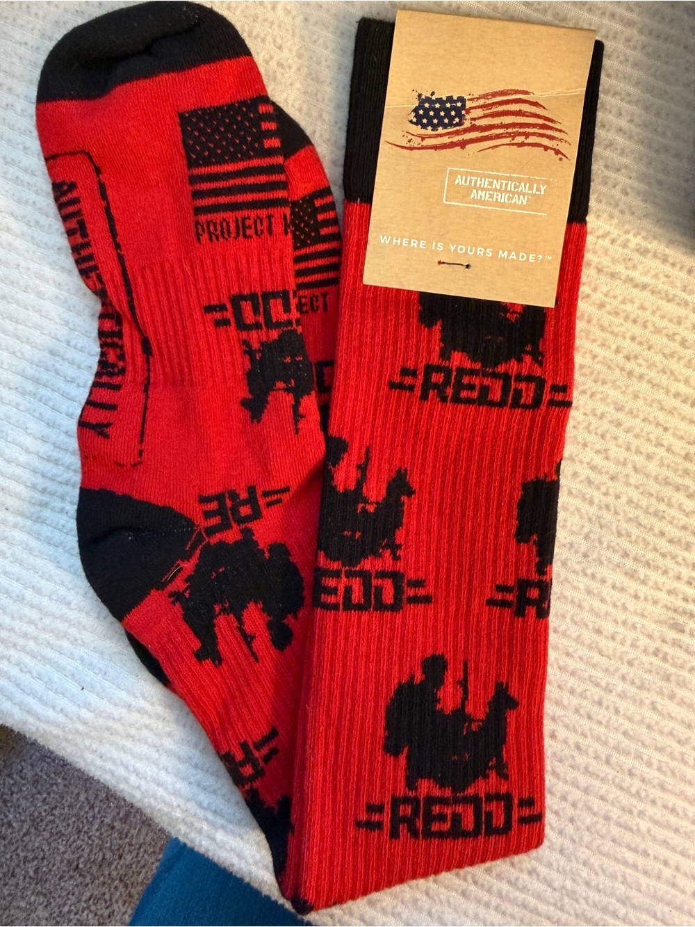 Red & Black Crew Socks